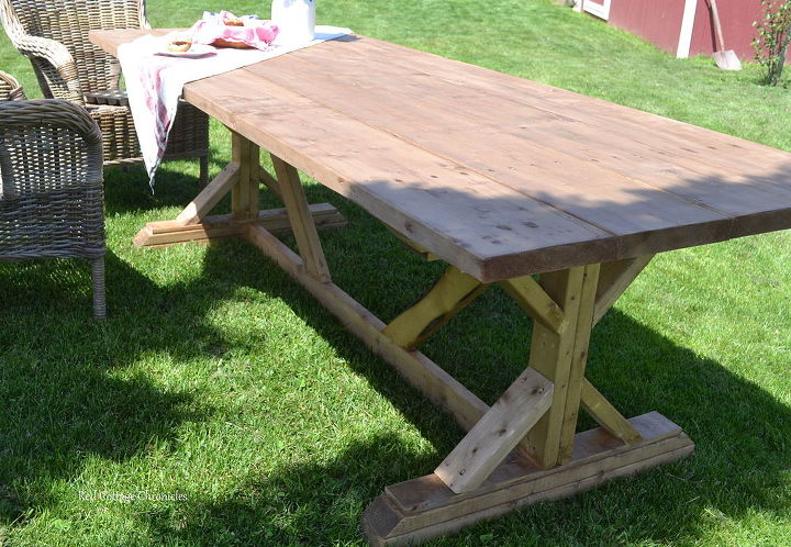 outdoor harvest table, diy, outdoor furniture, woodworking projects