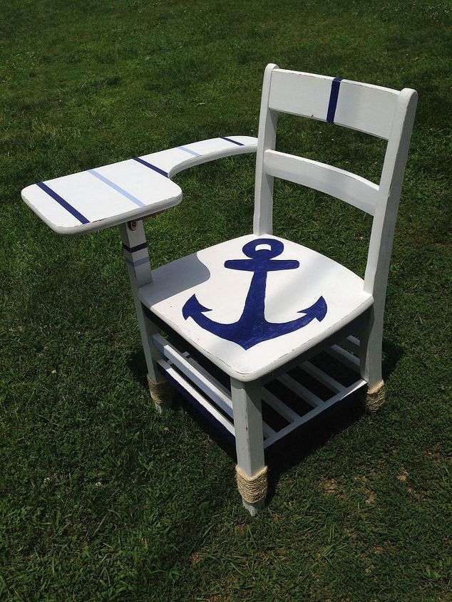 school desk nautical makeover, home decor, painted furniture