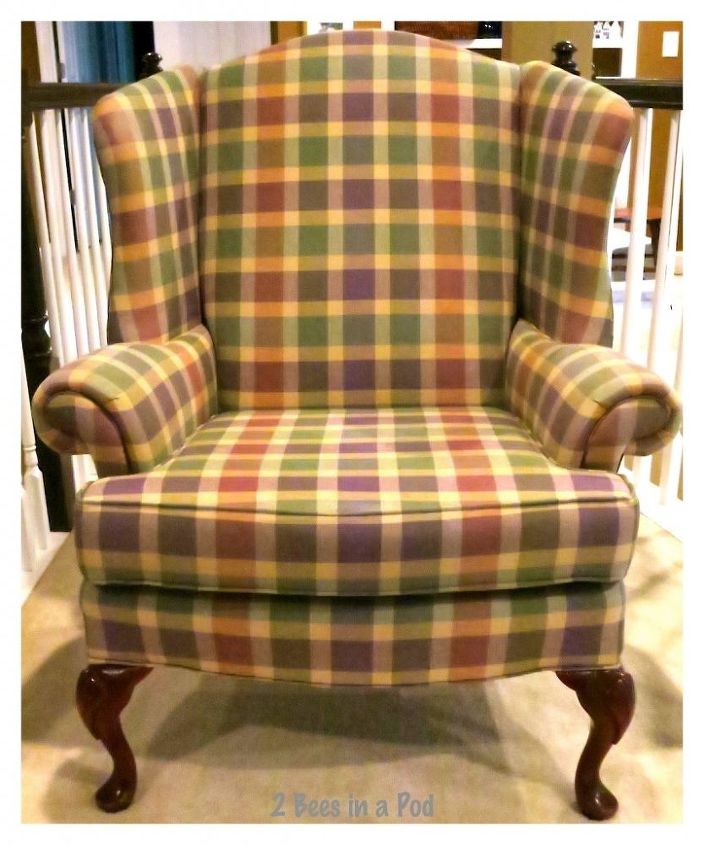 chair painted fabric before after, reupholster