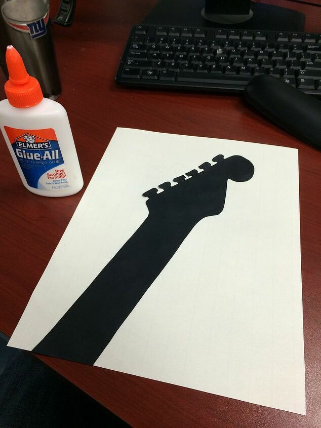 silueta de papel para guitarra