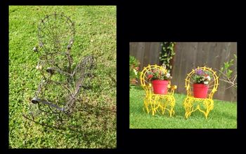 Cast Off Wrought Iron Rocking Chair Planters Before & After