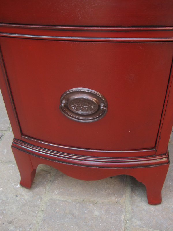 q desk red wood oil paint, home decor, painted furniture