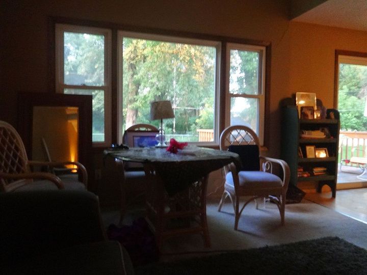 q need help on living room colors, living room ideas, paint colors, painting, window treatments, Living room windows small part of sliding glass door on the rightt