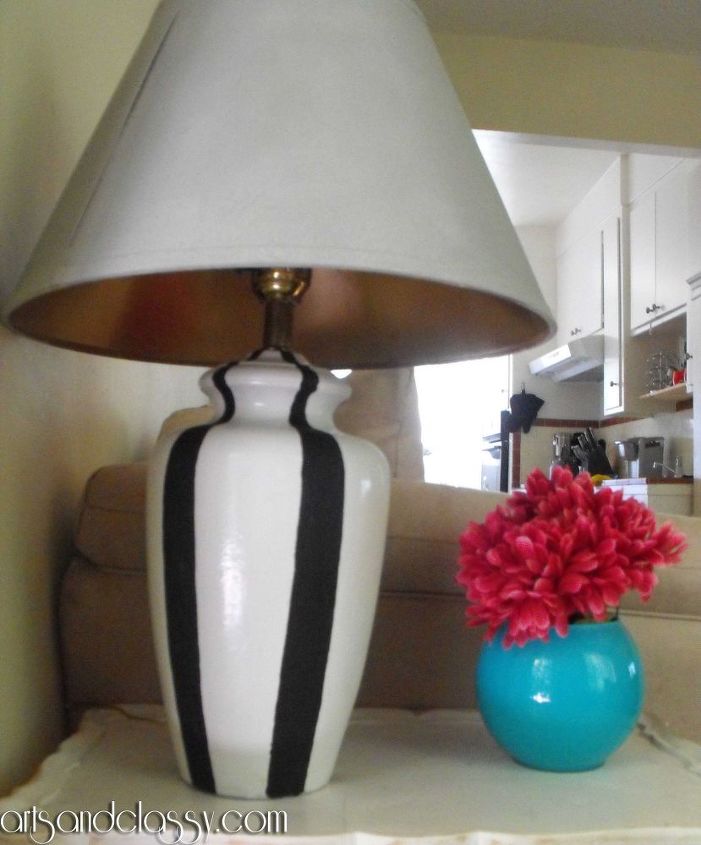 lamp stripes goodwill diy, lighting, painted furniture, repurposing upcycling