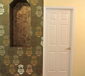stenciled pineapple walls hand made, foyer, painting, repurposing upcycling