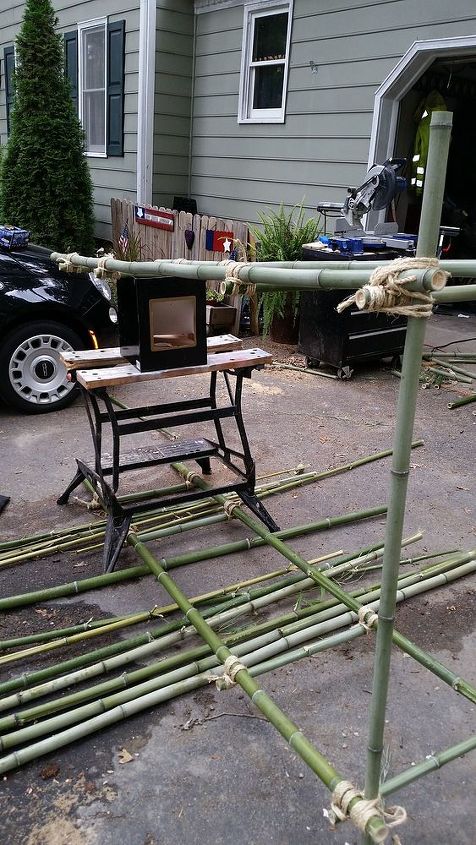 create a bamboo pergola arbor for 10