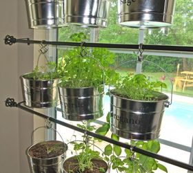 herb kitchen hanging garden rods, container gardening, gardening, kitchen design