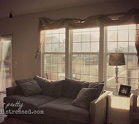 window treatment burlap budget, home decor, living room ideas, reupholster, window treatments, windows