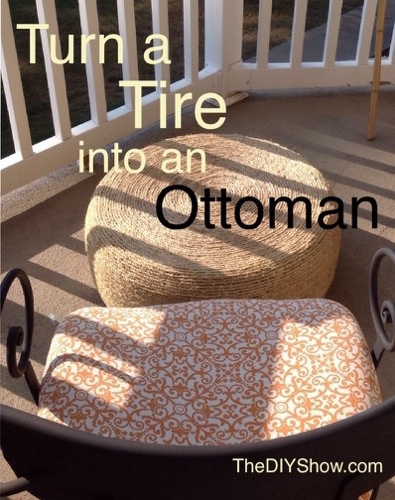 transforme um pneu em um otomano