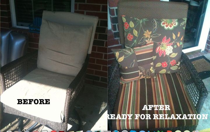 patio furniture cushions redo, outdoor furniture, painted furniture, reupholster
