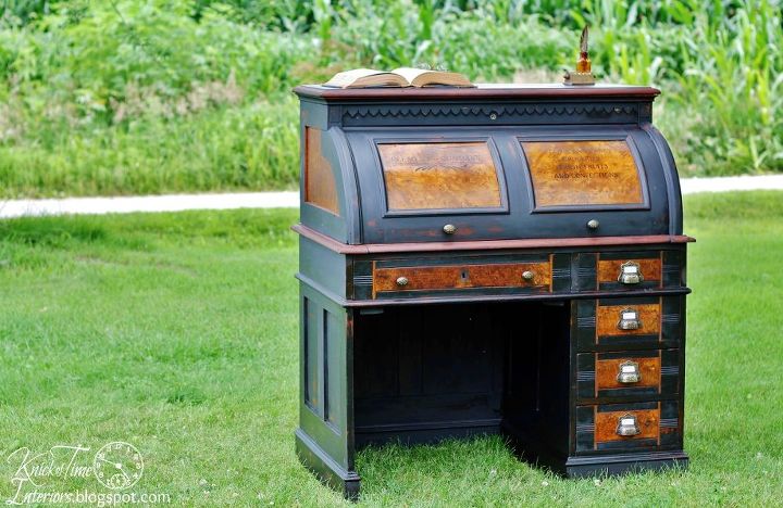 roll top desk antique makeover, painted furniture, painting, repurposing upcycling