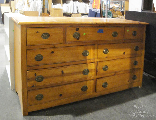 knotty pine dresser painted