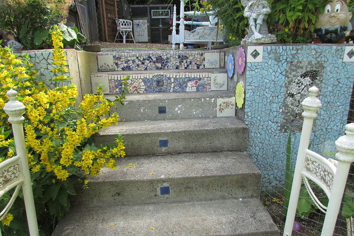 mosaic garden wall underwater tile, diy, gardening, landscape, outdoor living, repurposing upcycling, tiling