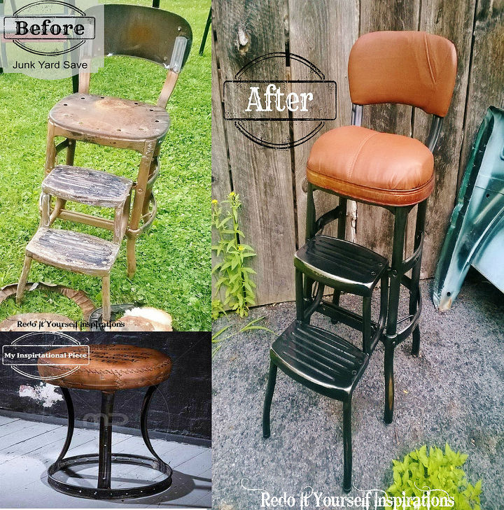 step chair junk yard redo, painted furniture, repurposing upcycling
