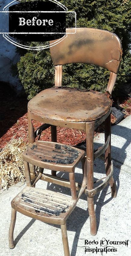 step chair junk yard redo, painted furniture, repurposing upcycling
