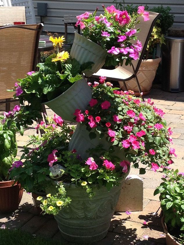 topsy turvy flower pot creation, container gardening, gardening, repurposing upcycling
