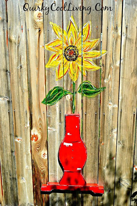 fence art table sunflowers repurposed, crafts, fences, outdoor living, repurposing upcycling