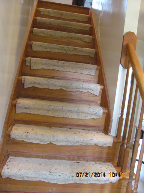 pulled up the carpet on stairs now what to do, Before taking up the foam underlay