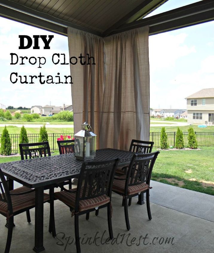 curtains outdoor drop cloth diy, decks, diy, outdoor living, reupholster, window treatments