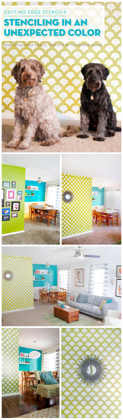 stenciling color scalloped bright, living room ideas, painting, wall decor