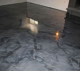 designer metallic epoxy basement floor, basement ideas, concrete masonry, flooring
