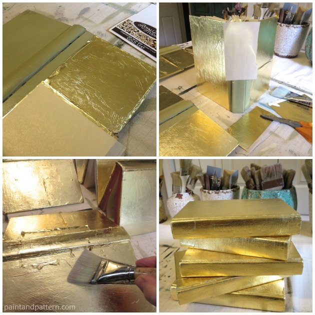stenciled books gilded project diy, crafts