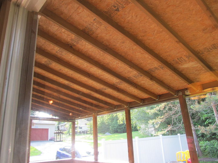 how can i finish my back porch ceiling in an inexpensive way