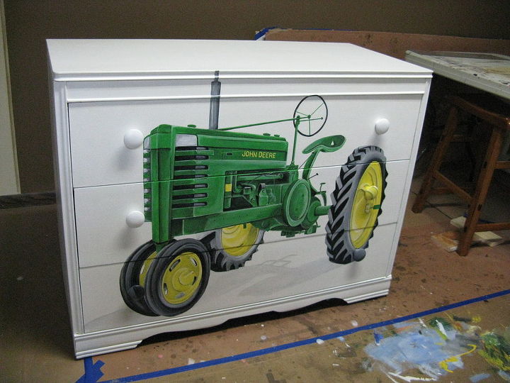 dresser painted tractor john deere, painted furniture, After