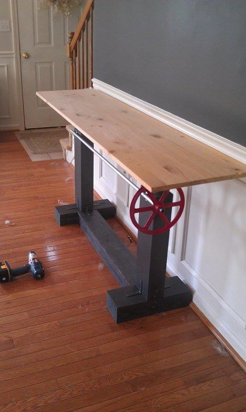 table crank faux woodworking diy, diy, painted furniture, rustic furniture, woodworking projects