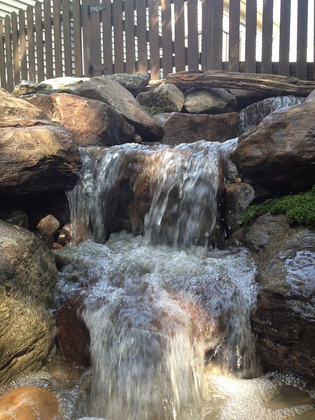 pondless waterfall backyard stone renovation, concrete masonry, landscape, ponds water features