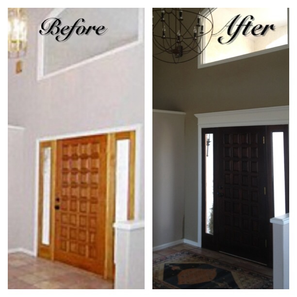 foyer wall door color makeover, doors, foyer, painting, Before After