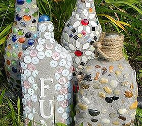 gardening ideas mosaics recycled materials, gardening, repurposing upcycling, Mosaic Bottle Makeovers