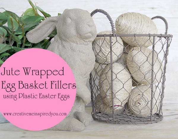 jute wrapped basket filler eggs, crafts, easter decorations, home decor, seasonal holiday decor