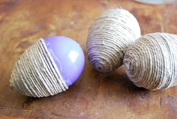 jute wrapped basket filler eggs, crafts, easter decorations, home decor, seasonal holiday decor