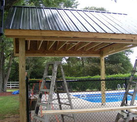 vinyl siding on a pool side veranda, outdoor living, roofing