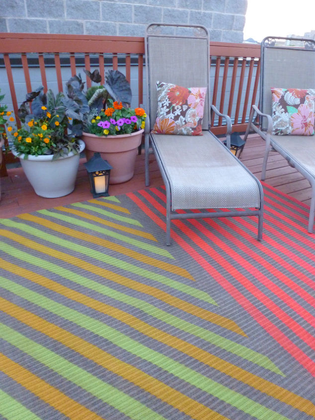 diy painted outdoor rug, decks, flooring, outdoor living, painting