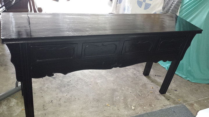 cece caldwell s paint up cycle in beckley coal, chalk paint, painted furniture, 2nd coat of Beckley Coal and poly top coat