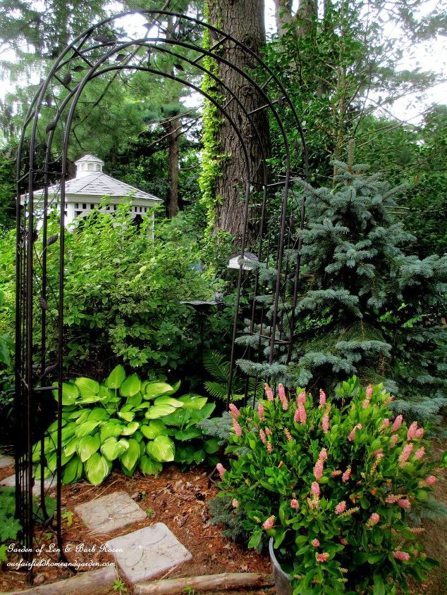 gardening arbor gates entrance lush, curb appeal, fences, flowers, gardening, landscape, repurposing upcycling, Shade Garden Arbor