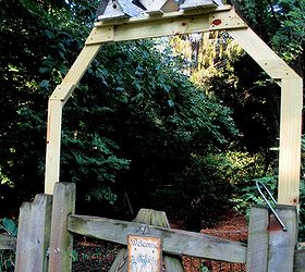 gardening arbor gates entrance lush, curb appeal, fences, flowers, gardening, landscape, repurposing upcycling, Rustic Birdhouse Arbor