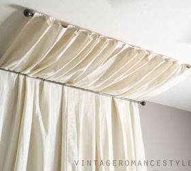 diy no sew table cloth bed canopy tutorial, bedroom ideas, diy, how to, reupholster