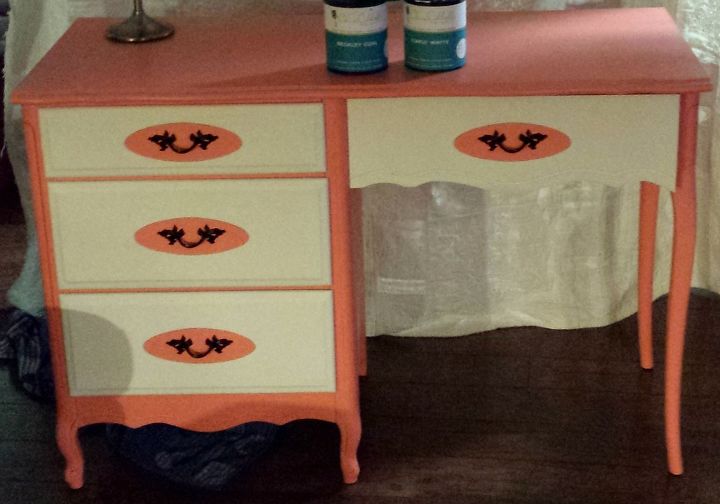 painted furniture desk upcycle, chalk paint, painted furniture, Before Endurance was added