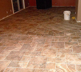 home renovation redo floors painting, flooring, home improvement, kitchen design, tile flooring, tiling, Installing the Tile