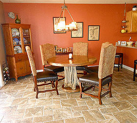 home renovation redo floors painting, flooring, home improvement, kitchen design, tile flooring, tiling, Dining Area