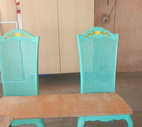3 chair bench paid 7 00 yard sale, outdoor furniture, painted furniture