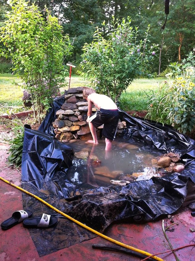 pond hand made backyard project, diy, ponds water features