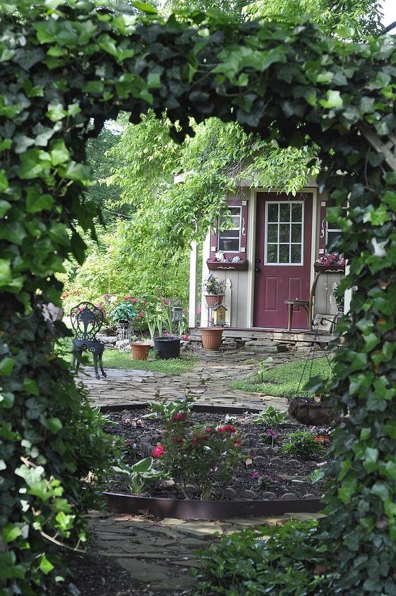gardening backyard stone shed, gardening, landscape, outdoor living
