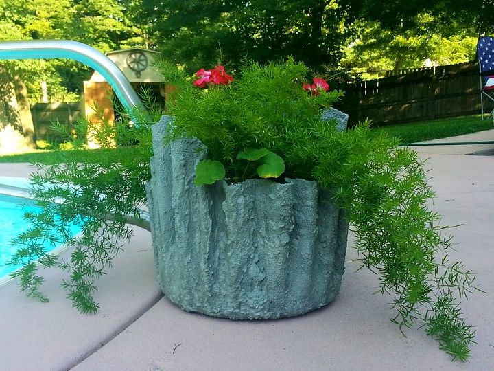 how to planters cement draped hypertufa, concrete masonry, container gardening, diy, gardening, My Largest is laundry basket size