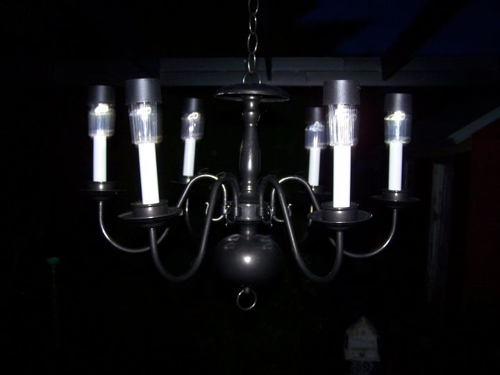 pergola chandelier renew antique update, lighting, outdoor living, repurposing upcycling