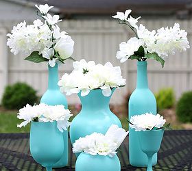 painting spray centerpieces glass easy, crafts, outdoor living, repurposing upcycling