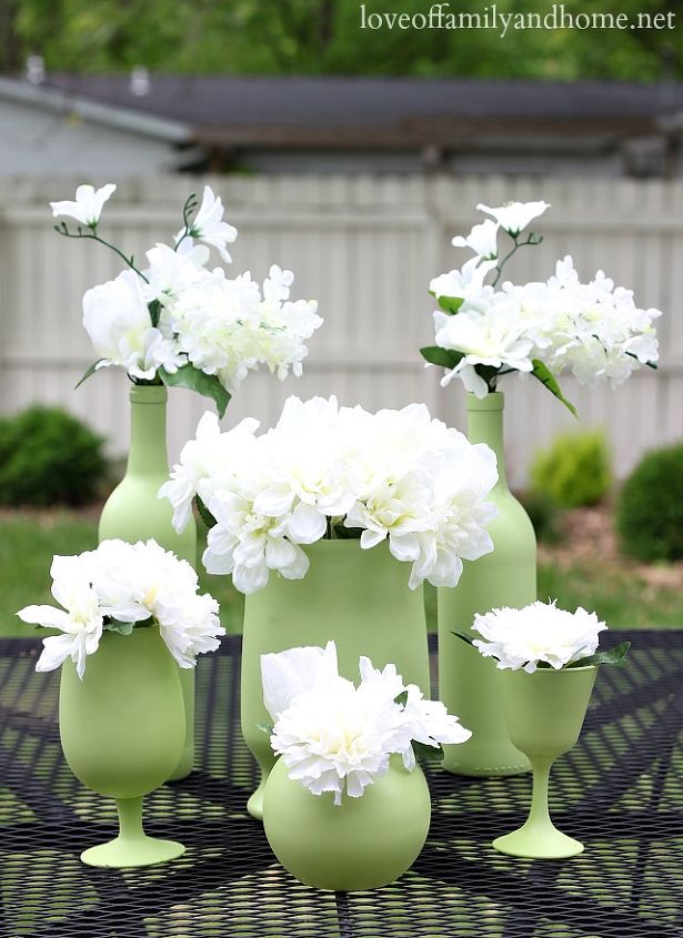 painting spray centerpieces glass easy, crafts, outdoor living, repurposing upcycling